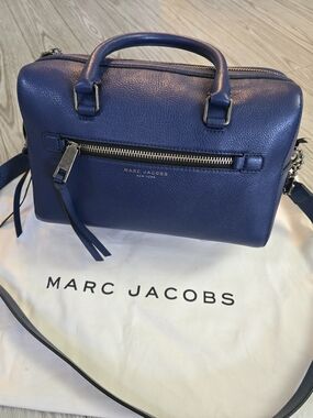 Marc Jacobs Blue Pebbled Leather Crossbody Satchel Bag